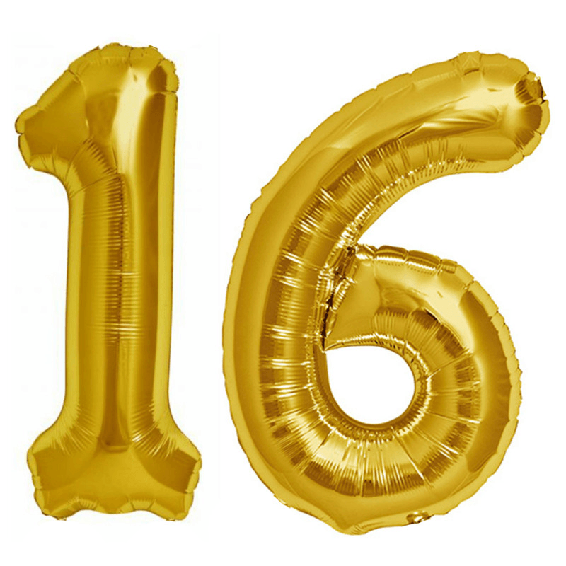Large Birthday Party Number 16 Foil Balloon Helium Air Decoration - Trendha