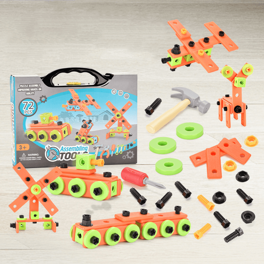 13/72Pcs 3D Puzzle DIY Asassembly Screwing Blocks Repair Tool Kit Educational Toy for Kids Gift - Trendha