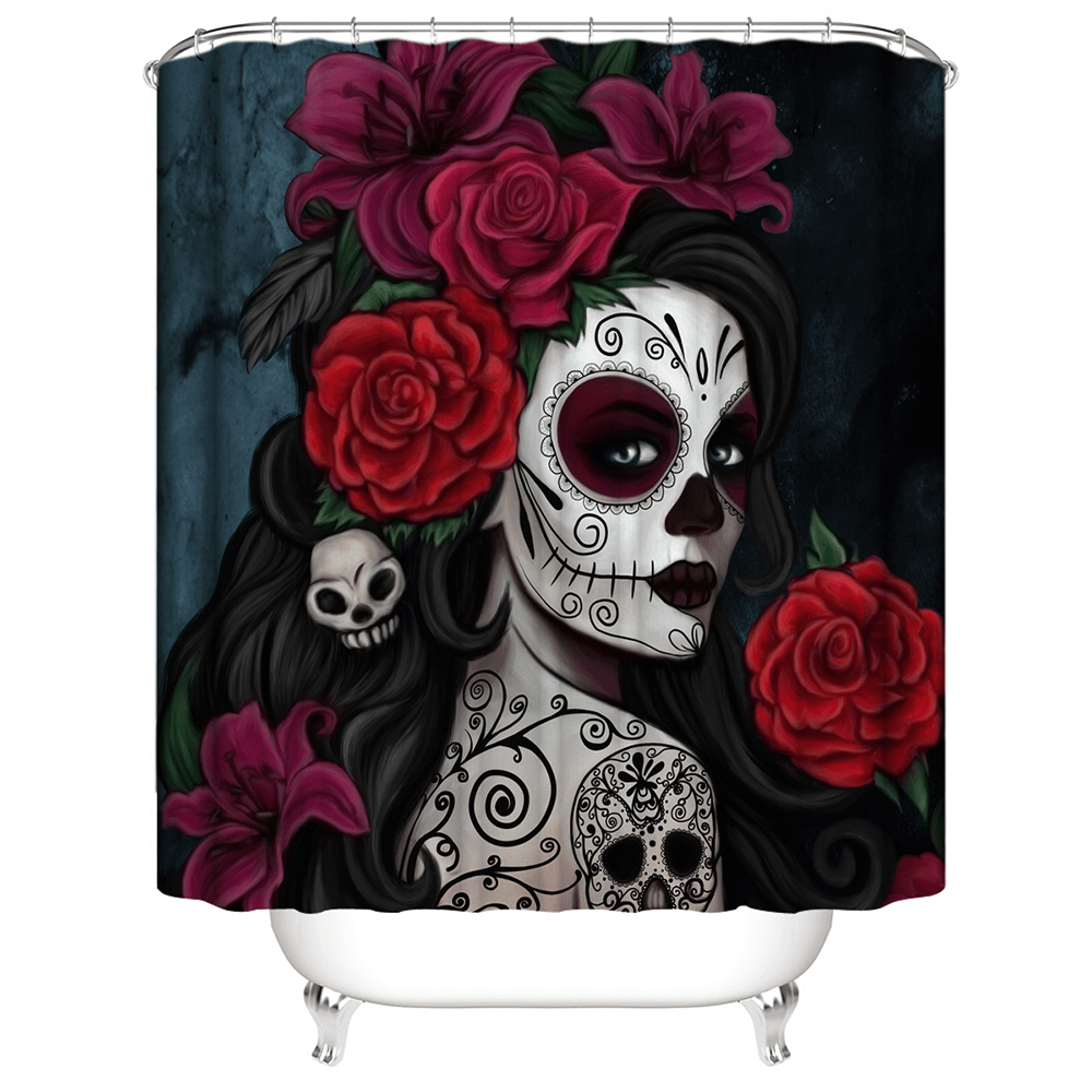 3D Printed Waterproof Polyester Shower Bath Curtain Set of Halloween Woman for Holidays & Party Gadgets - Trendha