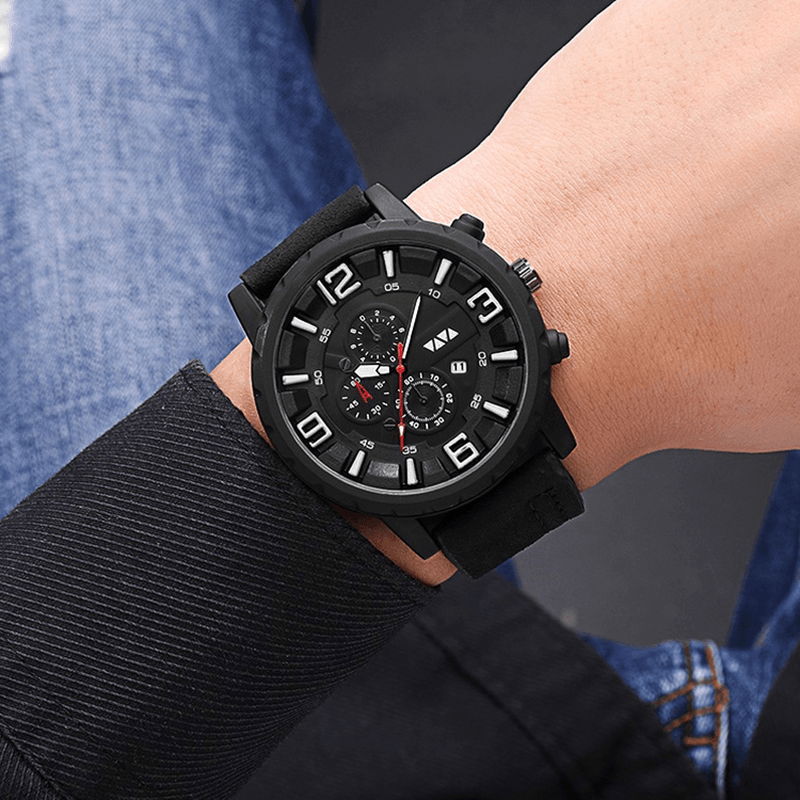 VAVA VOOM Business Casual with Date Display Window Large Dial Decorated Pointer Waterproof Sports Men Quartz Watch - Trendha