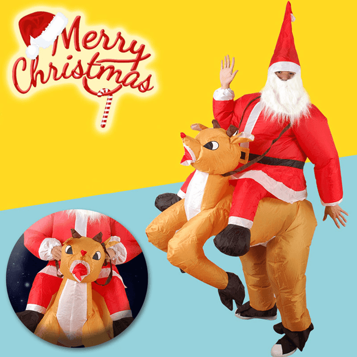 Christmas Party Home Decoration Inflatable Ride Deer Santa Claus Costume Toys Props for Kids Gift - Trendha