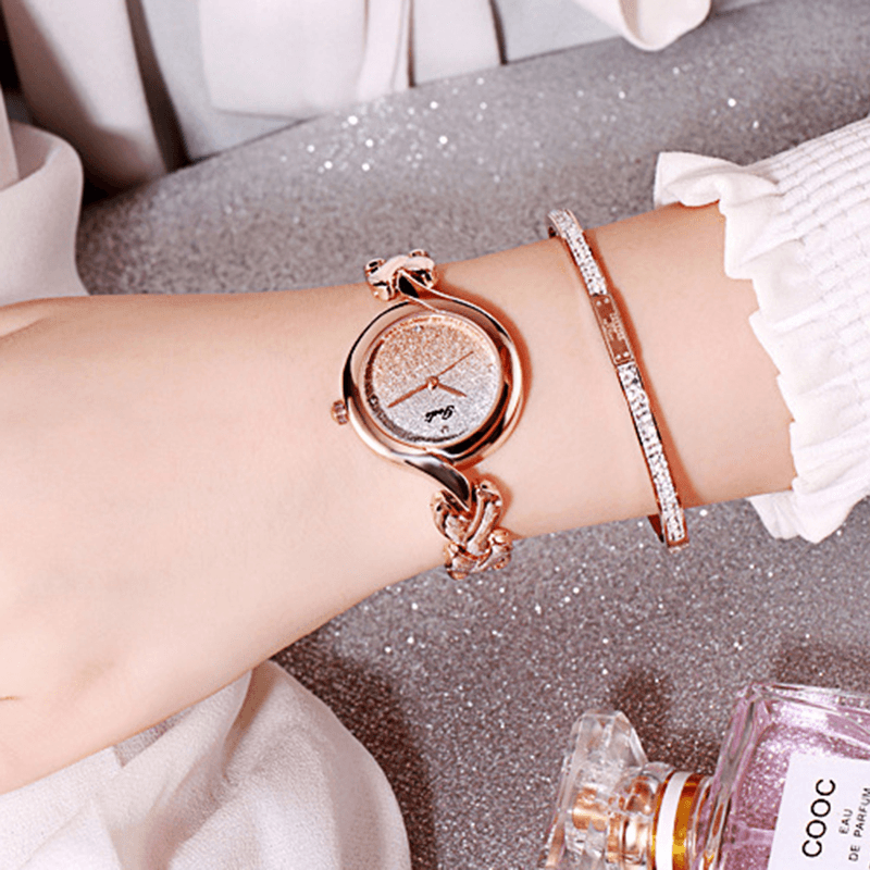 Gedi Fashion Elegant Luxury Crystal Gradient Color Dial Alloy Strap Ladies Bracelet Wristwatches Quartz Watch - Trendha