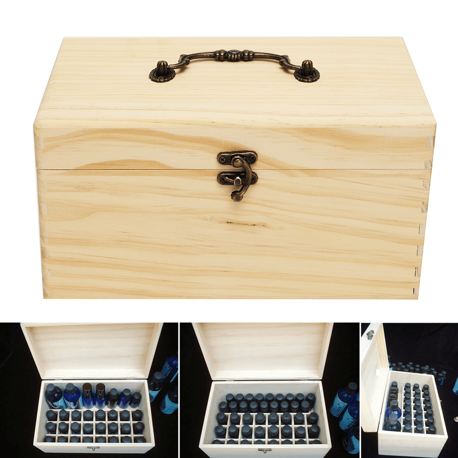 32 Grids Wooden Bottles Box Container Organizer Storage for Essential Oil Aromatherapy - Trendha