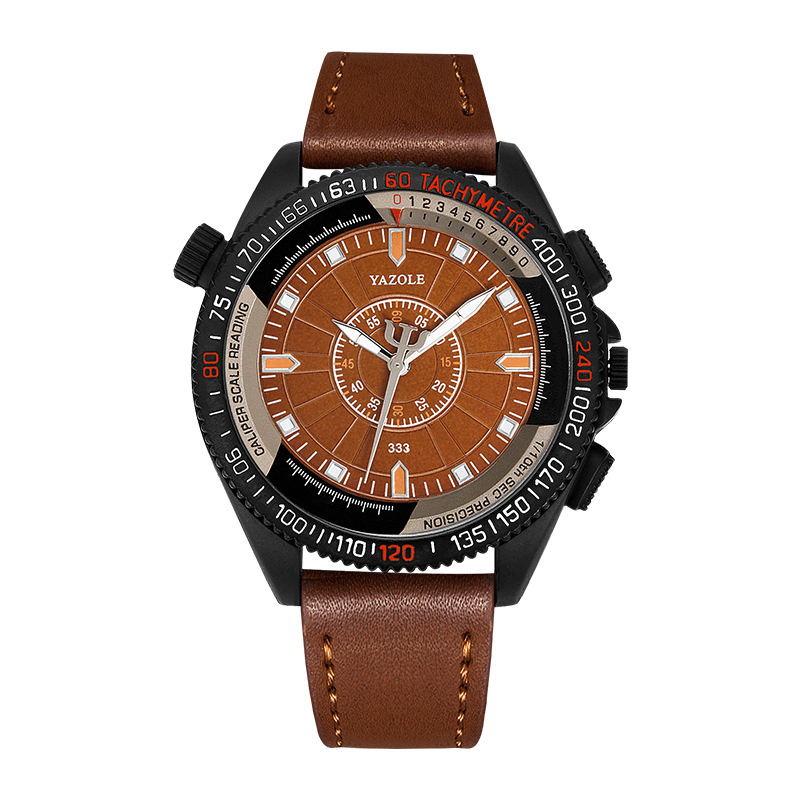 YAZOLE Outdoor Three-Dimensional Dial PU Leather Band Waterproof Quartz Watch - Trendha