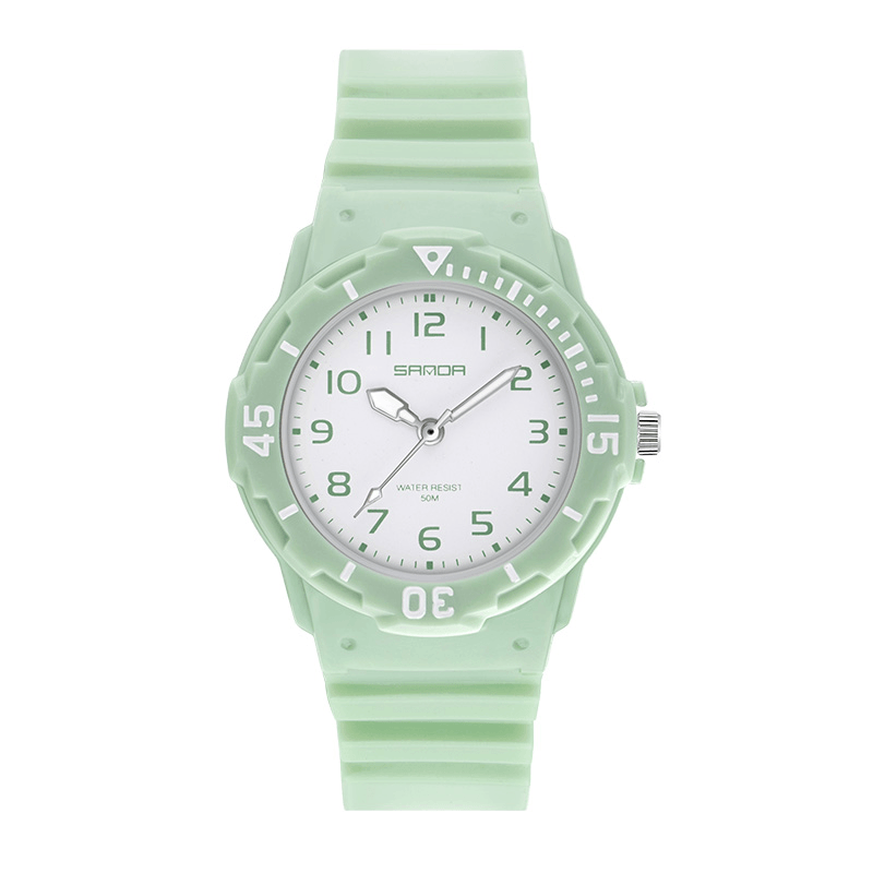 SANDA 6011 Fresh Color Silicone Strap Ultra Light-Weight Women Quartz Watch - Trendha