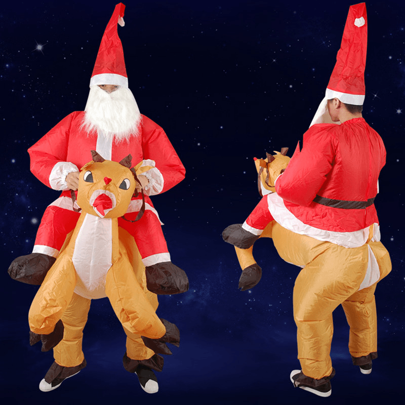 Christmas Party Home Decoration Inflatable Ride Deer Santa Claus Costume Toys Props for Kids Gift - Trendha