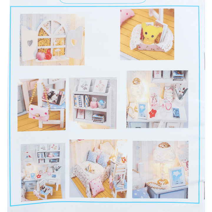 Hoomeda DIY Wood Dollhouse Miniature with LED Furniture Cover Doll House Room - Trendha