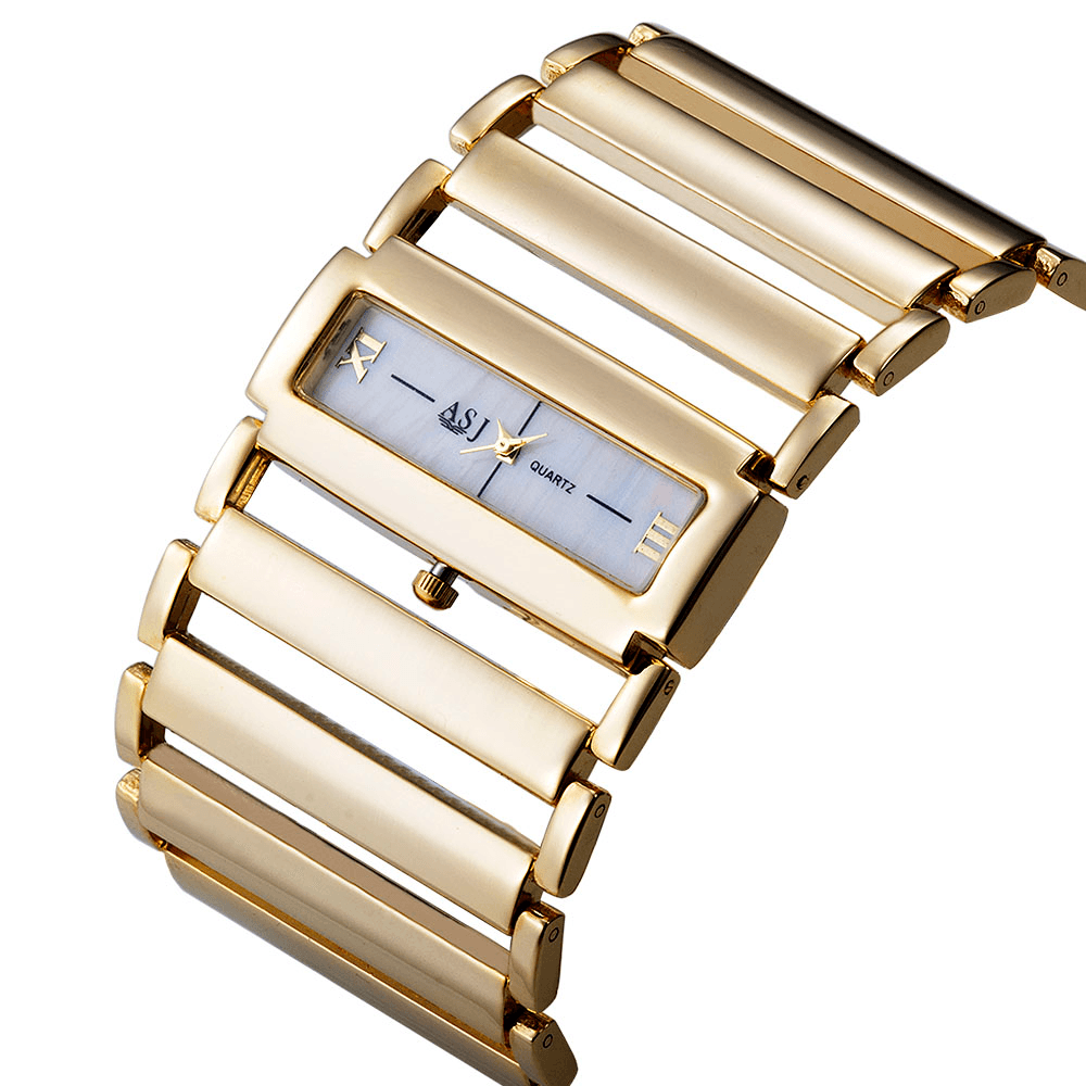 Women Luxury Stainless Steel Watch Ladies Wide Steel Band Bracelet Watch Quartz Watches - Trendha