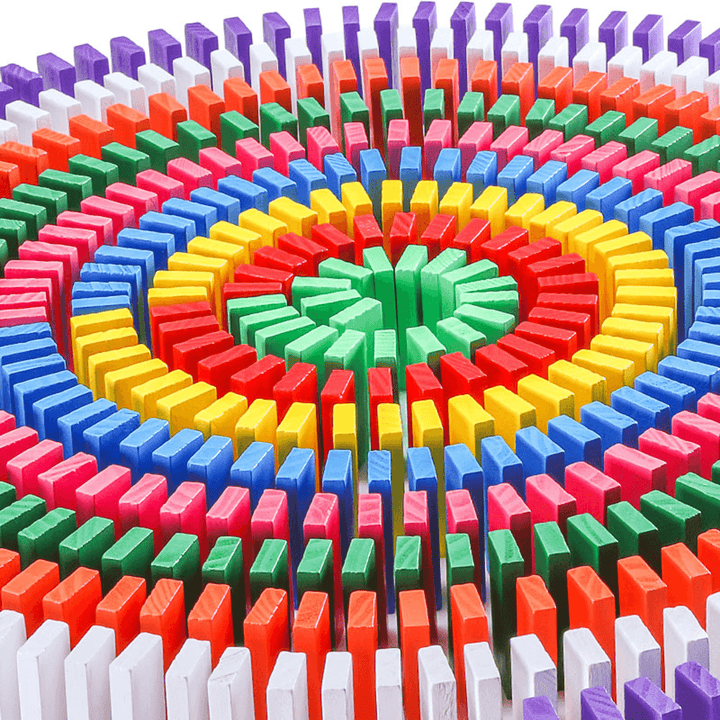 Kids Wooden Domino Blocks Rainbow Jigsaw Montessori Educational Toys for Children - Trendha