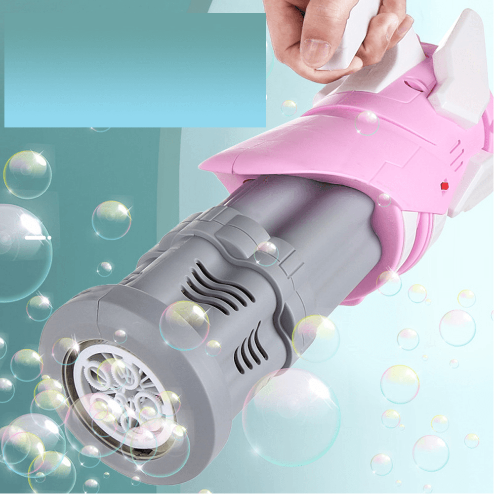 Electric Bubble Gatling Machine Maker One Key Bubble 5-Hole Output Toy with Light and Music for Kids Play Gift - Trendha