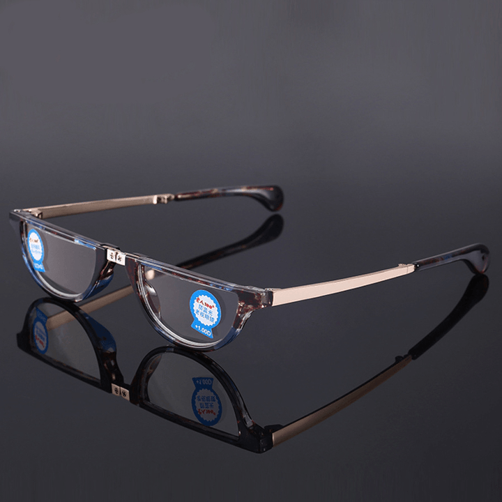 Resin Film Anti-Blue Reading Glasses Shell-Shaped Folding Presbyopic Glasses with Storage Case - Trendha