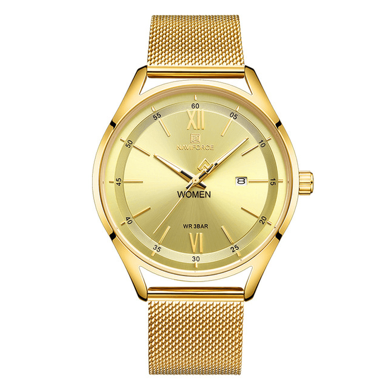 NAVIFORCE 3013 Casual Style Ladies Wrist Watch Luminous Display Calendar Quartz Watch - Trendha