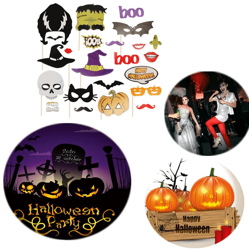 24Pcs Halloween Photo Props BOO Pumpkin Essence Horror Skull Room Decoration - Trendha