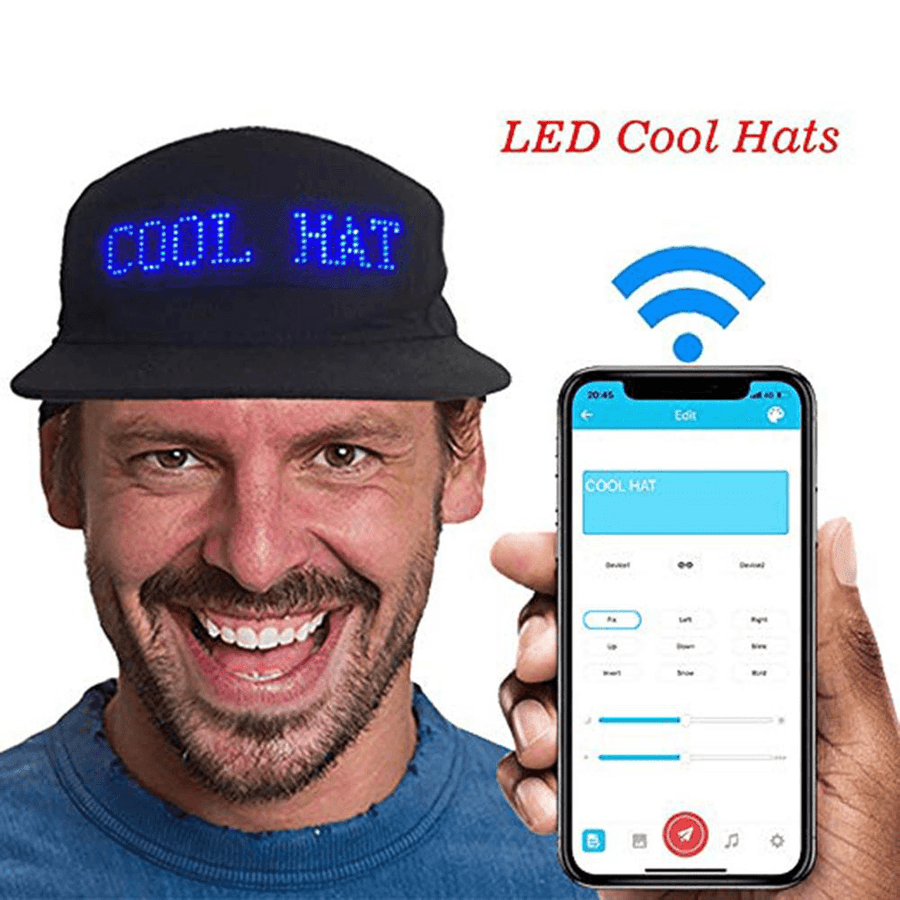 Luminous LED Hats Display Multilanguage Wireless Bluetooth Party Baseball Mens Cap Sun Hat - Trendha