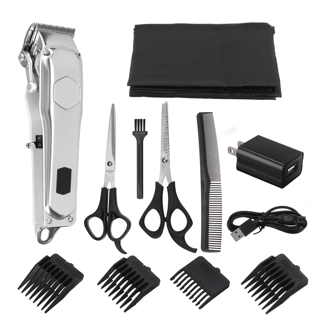 0.1-3Mm Men'S Electric Hair Clipper Set Beard Trimmer Cordless Rechargeable Hair Cutter Scissors W/ 4Pcs Limit Combs - Trendha