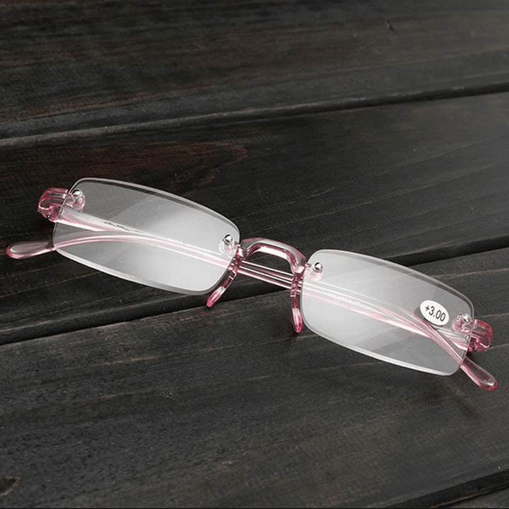 Pink Rimless Light Presbyopic Reading Glasses Fatigue Relieve Strength 1.0 1.5 2.0 2.5 3.0 - Trendha