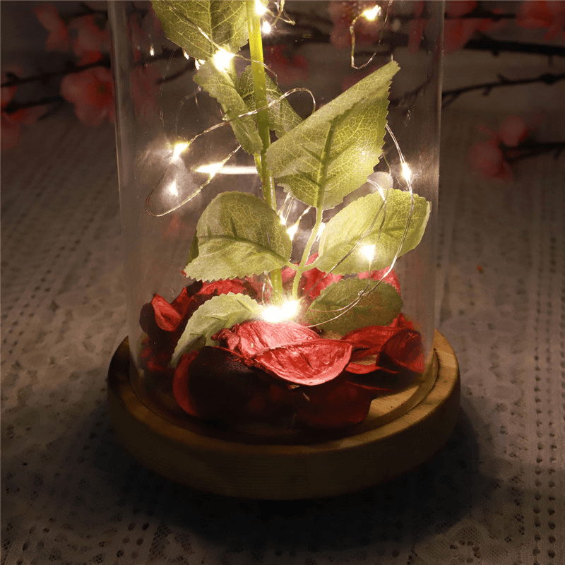 Red Forever Rose Glowing Flower Immortal Fresh Rose in Glass Mother'S Day Decoration Toys - Trendha
