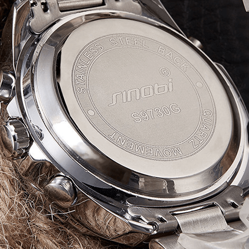 SINOBI 9730 Dual Display Digital Watch Fashion Leather Strap Men Luminous Display Sport Watch - Trendha