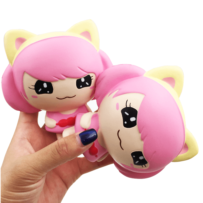 Squishyfun Pink Little Girl Squishy Hanging Decoration 12CM Cute Doll Gift Collection Packaging - Trendha