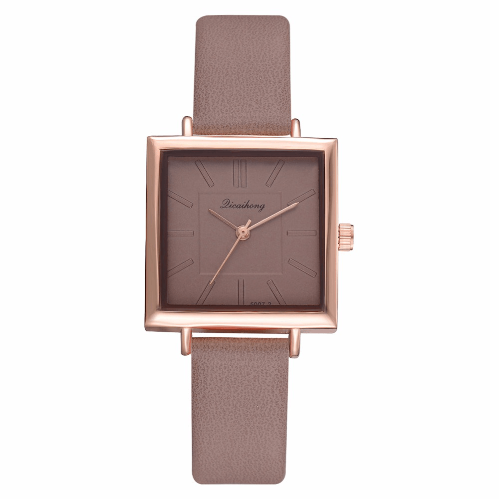 Simple Square Dial PU Leather Strap Women Fashion Ladies Dress Bracelet Quartz Watch - Trendha