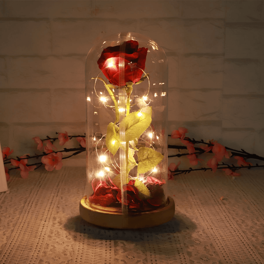 Red Forever Rose Glowing Flower Immortal Fresh Rose in Glass Mother'S Day Decoration Toys - Trendha