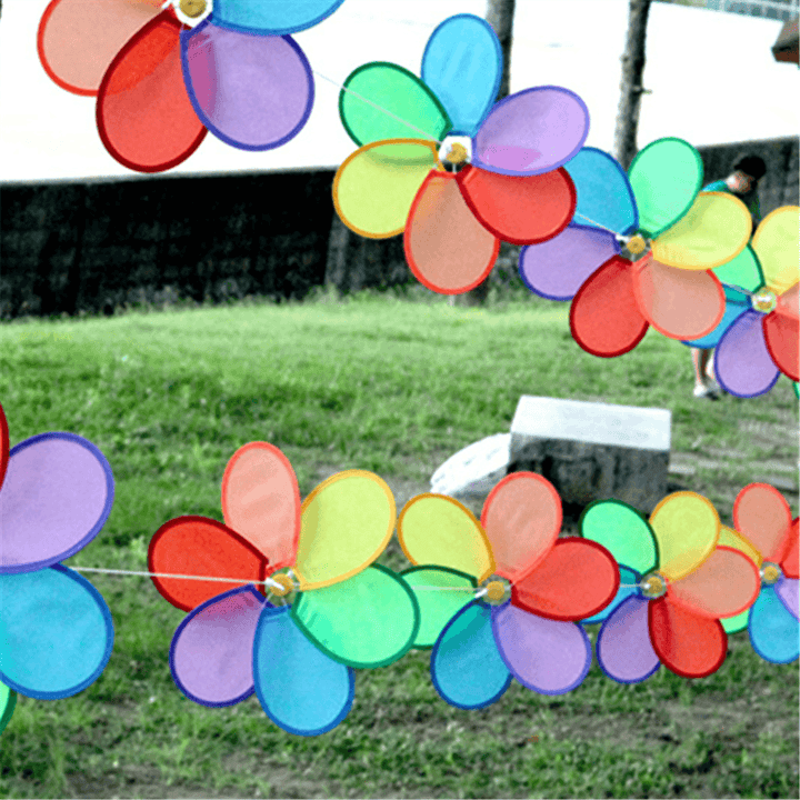 8Pcs Rainbow Flower Windmill Garden Wind Spinner Festival Outdoor Camping Decor - Trendha