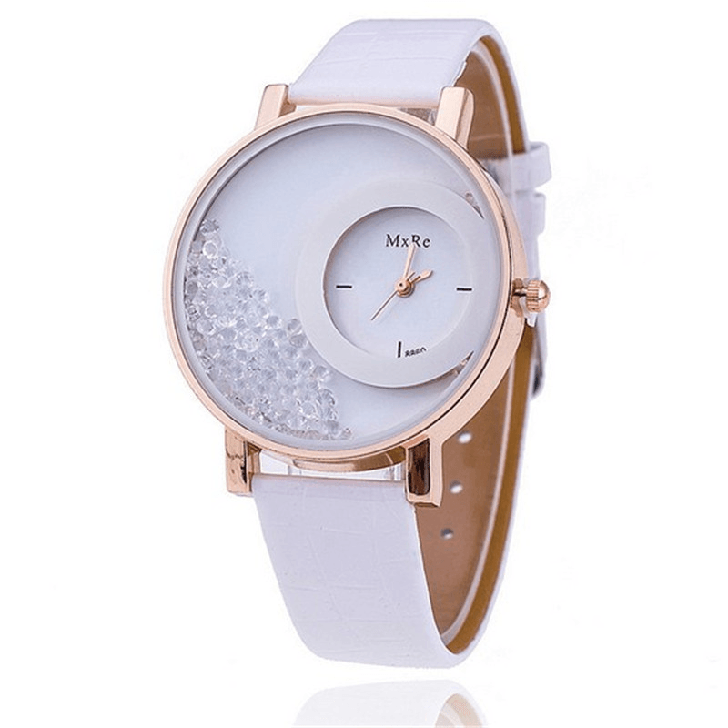 Fashion Casual Women Watch Crystal Dial Leather Strap Female Quartz Watch - Trendha