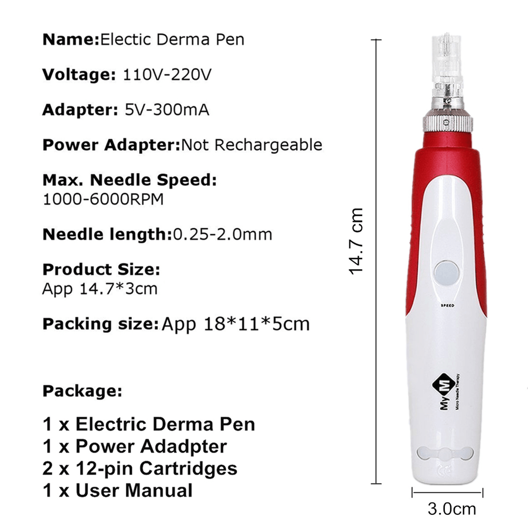 Anti Aging Electric Pen Stamp Auto Facial Micro Needle Roller Skin Acne Remove Beauty Machine - Trendha