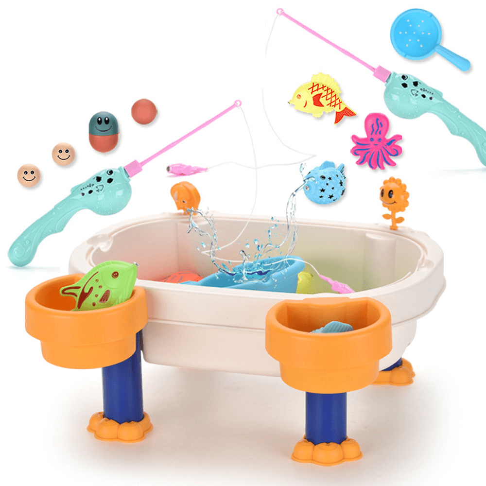 28 Pcs Creative DIY Assemble Fishing Table Summer Beach Magnetic Fishing Platform Parent-Child Interactive Puzzle Educational Toy for Kids Gift - Trendha