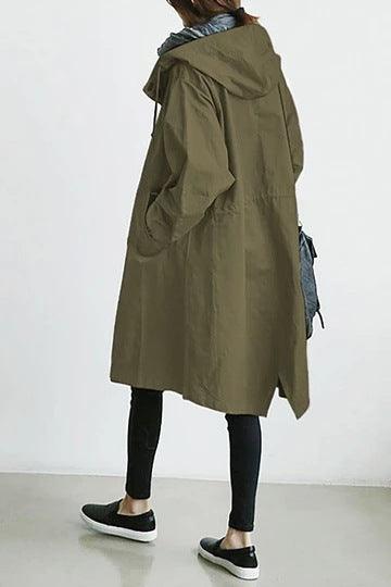 Oversized Women's Mid-Length Loose Windbreaker Jacket - Trendha