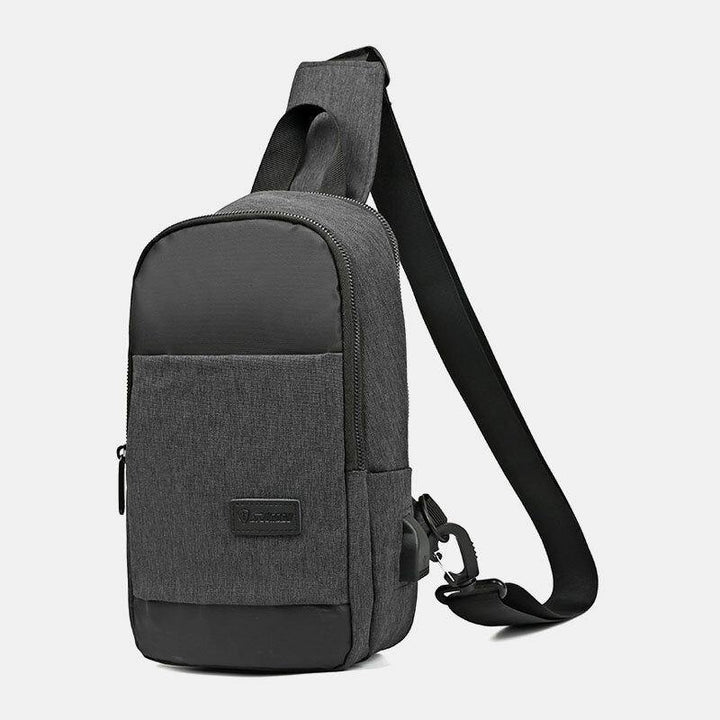 Men Oxford Waterproof Large Capacity USB Charging Chest Bag Messenger Crossbody Bag - Trendha