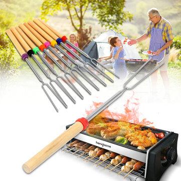 8 Pieces 32-Inch Colorful Telescopic Roasting Marshmallow Barbecue Skewers BBQ Stick Fork BBQ Tools - Trendha