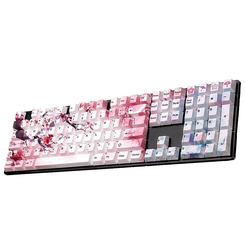 127 Keys Cherry Blossom Keycap Set OEM Profile PBT Five-sided Sublimation Keycaps for Mechanical Keyboard - Trendha