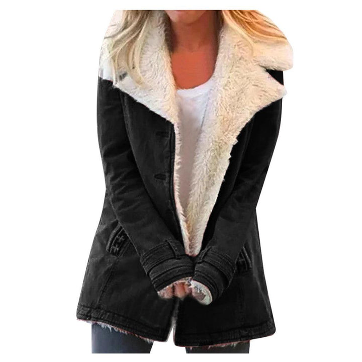 Women Plus Size Warm Coats Composite Plush Button Lapels Jacket Outwearcoat - Trendha