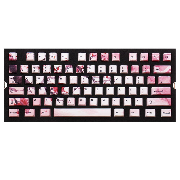 127 Keys Cherry Blossom Keycap Set OEM Profile PBT Five-sided Sublimation Keycaps for Mechanical Keyboard - Trendha