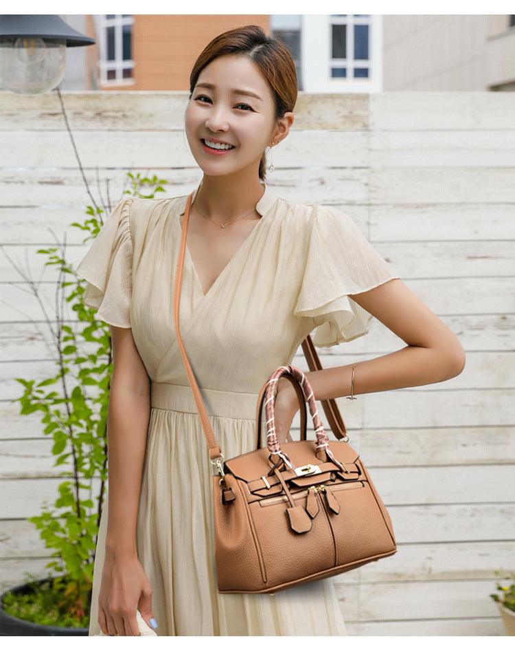 Silk Scarf Portable Platinum Pure Color Simple One-shoulder Messenger Bag - Trendha