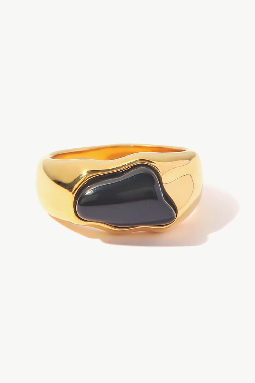 Inlaid Natural Stone Stainless Steel Ring - Trendha