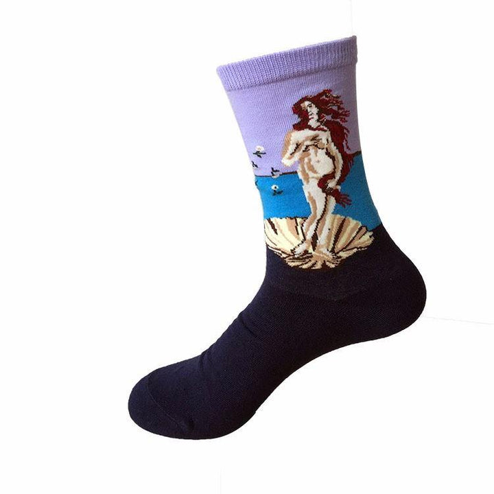 Multicolors Painting Pattern Cotton Art Socks - Trendha