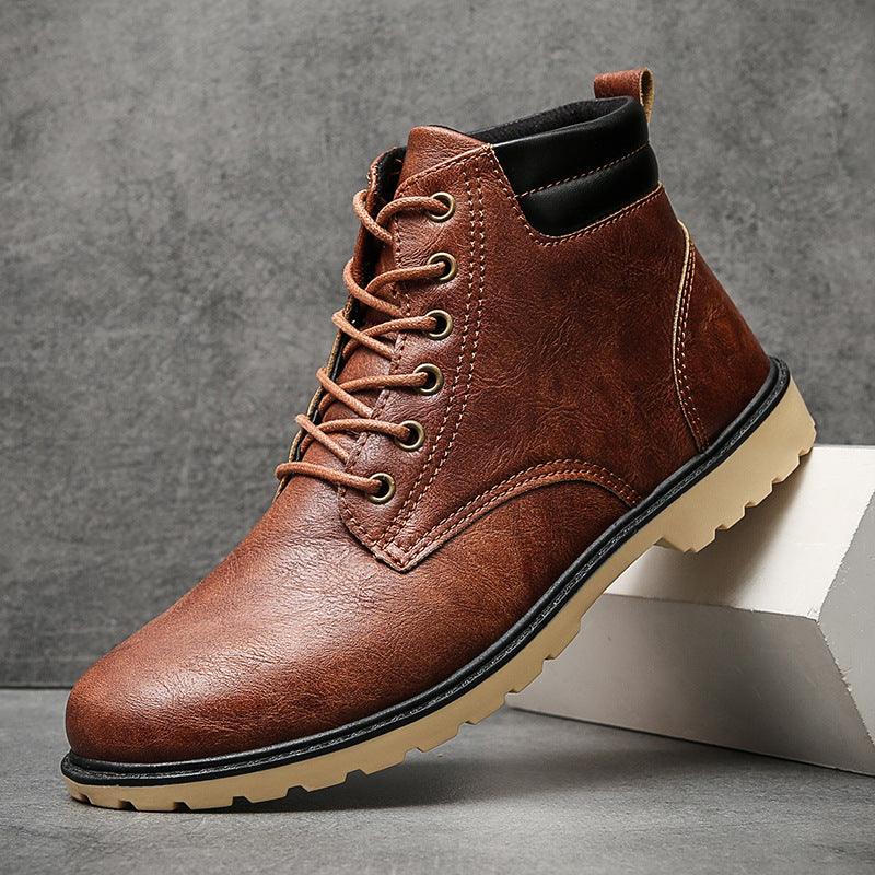 Outdoor High-top Two-cotton Tooling Leather Boots - Trendha