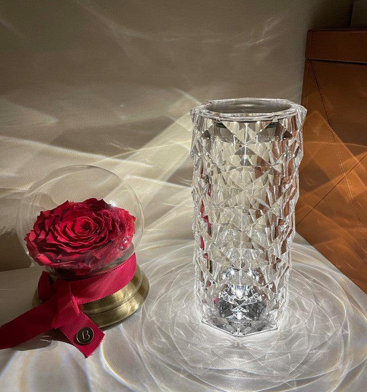 Romantic LED Rose Diamond Table Lamps For Bedroom Living Room Party Dinner Decor Creative Lights - Trendha