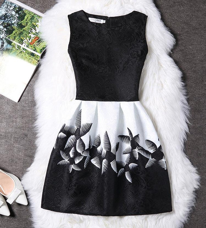 Fashion Slim Slimming Sleeveless Printed Dress - Trendha