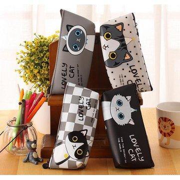 Cute Cartoon Cat Pencil Case Box Pens Storage Bag Pouch Stationary Makeup Bag - Trendha