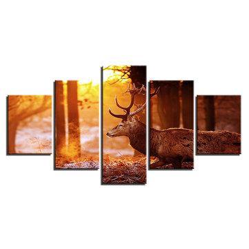 HD spray painting wall painting 5 pieces forest elk paints pictures canvas home decorations painting mural - Trendha
