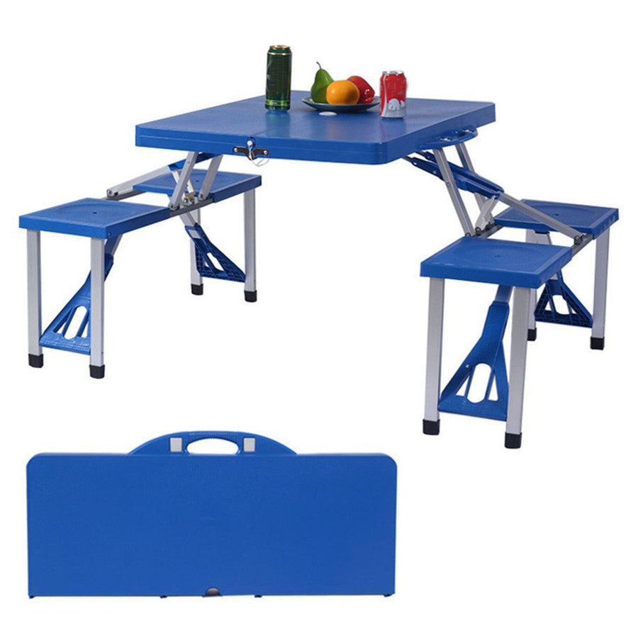 Aluminum Picnic Camping Foldable Table Bench Seat Outdoor Portable Folding 4-Seats - Trendha