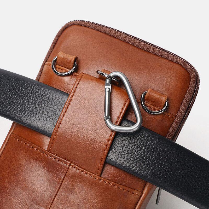 Men Genuine Leather Vintage Multi-card Slot 6.5 Inch Mini Phone Bag Crossbody Bag Waist Bag Cowhide Bag - Trendha