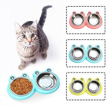 3Colors Frog Shape Pet Bowl Food Water Container Stainless Steel Dog Cat Feeder - Trendha