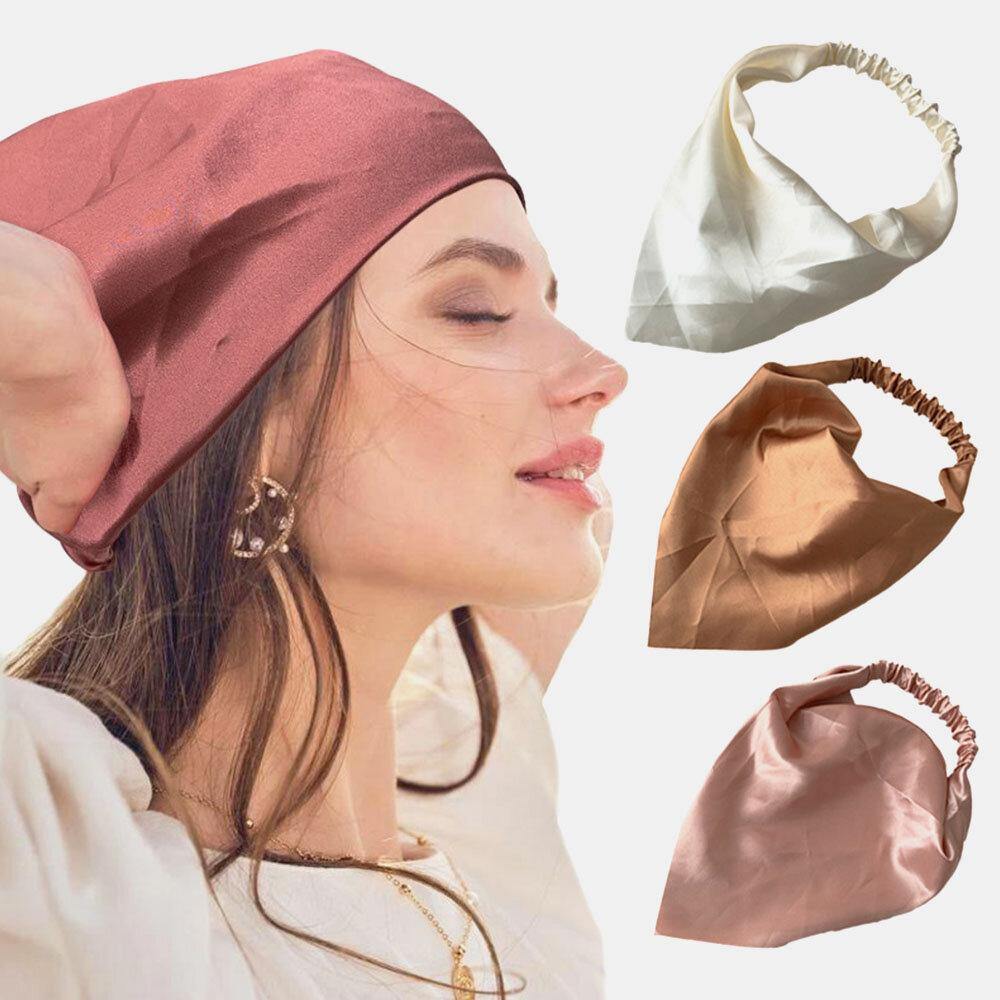 Women Chiffon Solid Color Elastic Wild Triangle Scarf Headband Headscarf Headwear - Trendha