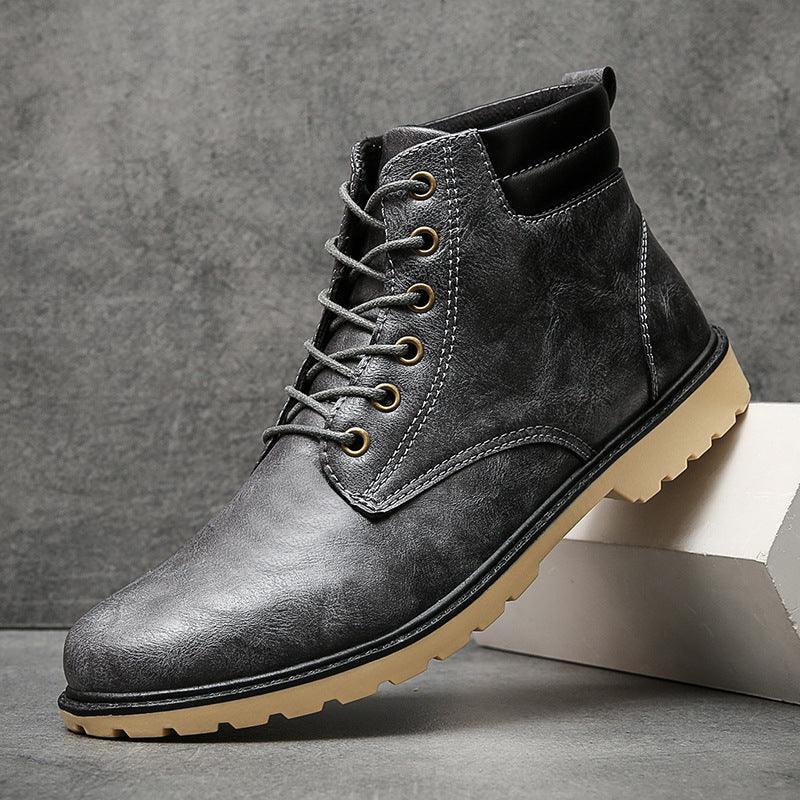 Outdoor High-top Two-cotton Tooling Leather Boots - Trendha