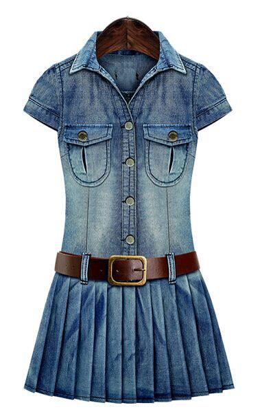 Summer New Retro Short-sleeved Denim Dress - Trendha