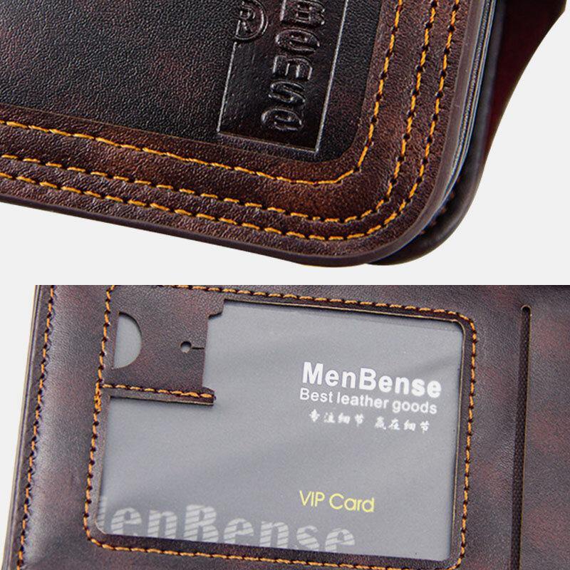 Men Faux Leather Large Capacity Fashion Business Retro Multi-slot Card Holder Wallet - Trendha